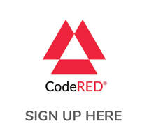 CodeRED logo with the words sign up here below. Click to be taken to the page to sign up.