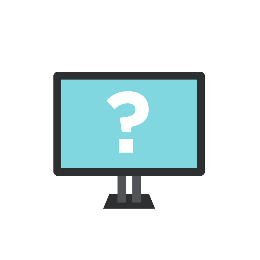Image of a computer monitor with a question mark in the centre.