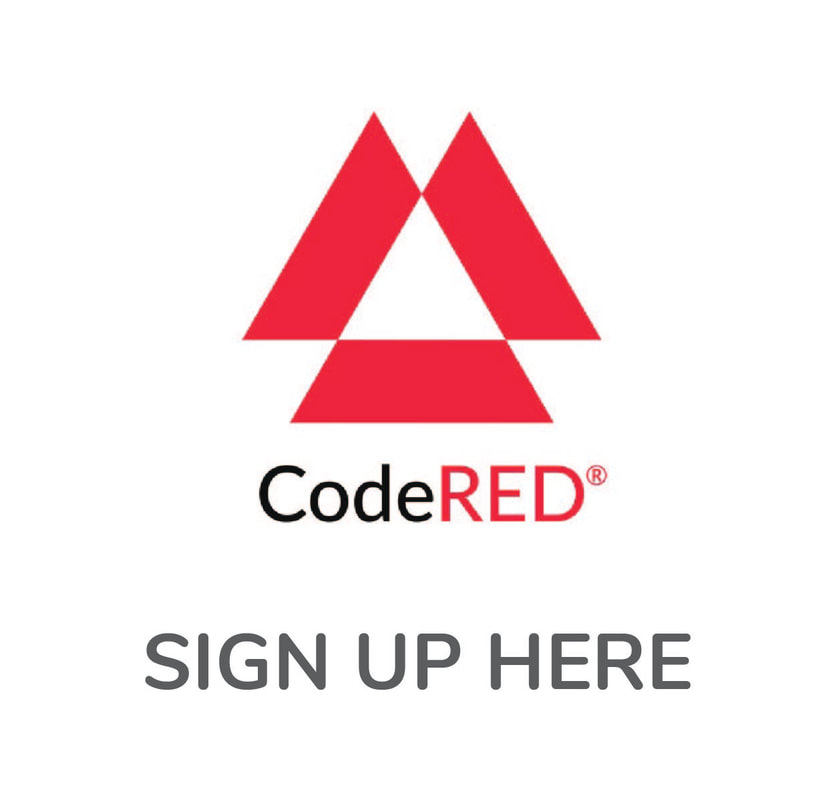 Logo for CodeRED with the words sign up here.